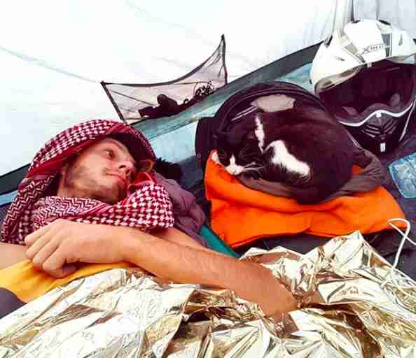Martin Klauka and Mogli camping