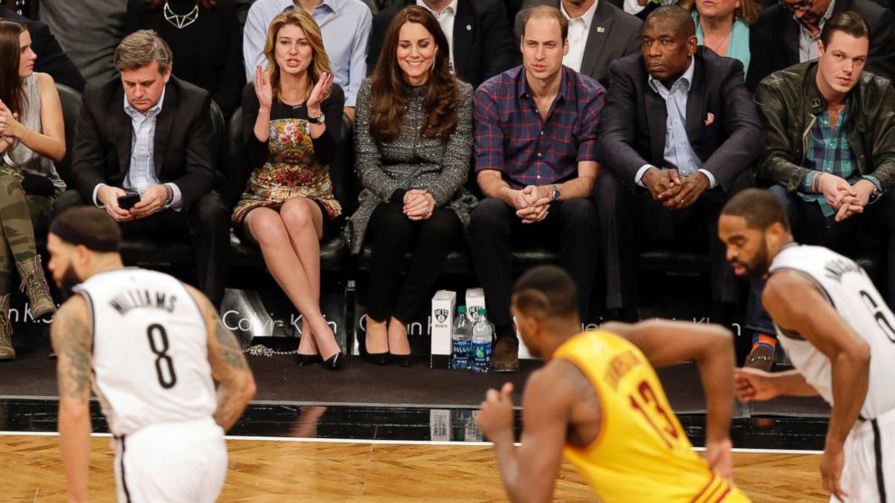 PHOTO: Britains Prince William, third from right, and Kate, Duchess of Cambridge, during the second half of an NBA basketball game between the Brooklyn Nets and the Cleveland Cavaliers, Dec. 8, 2014, in New York. 