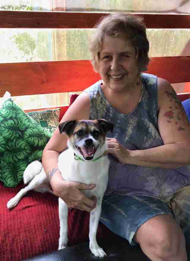 Brus the dog and Carol Hosley
