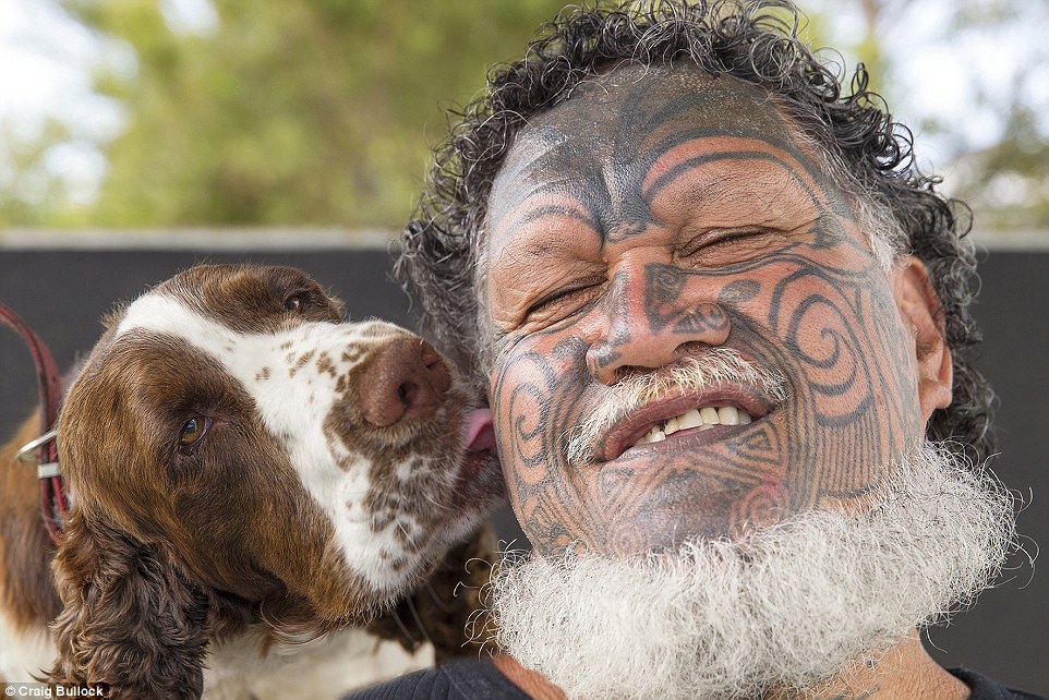 Special bond: New Zealand photographer Craig Bullock captured this special photograph of Phillip and his dog Diamond, who has since passed away leaving his owner devastated