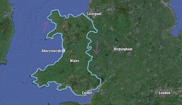 Route: The pair started in Aberystwyth in May last year and walked clockwise around Wales