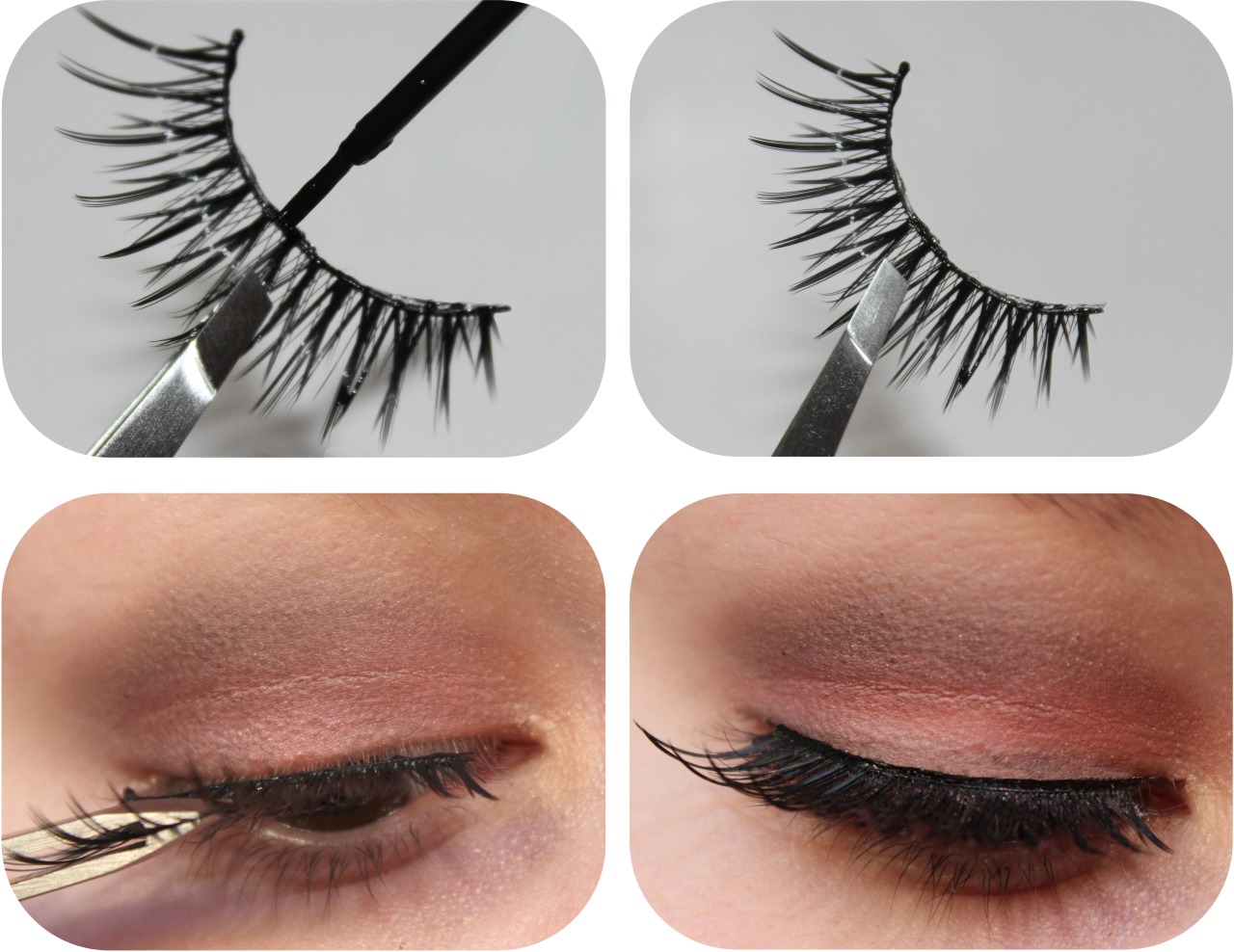 
Paint the Band of Your False Lashes!
False lashes can be tricky thing to apply,  one of my favourite tips for false lash application is to paint the band of false lashes to help disguise the band and help them blend in easier
Step 1. &#8220;Paint&#8221; the band of your false lashes with a &#8220;pot&#8221; liquid liner (not a felt tip or gel liner)
Step 2. Allow the liquid liner to dry, apply lash glue and allow it to become tacky
Step 3. Gently slide the false lashes onto the lashline
Step 4. Finish by applying liquid liner over the false lashes to help them blend in seamlessly
@makeuptipsblog Instagram:  Twitter | Pinterest | Newsletter | Youtube
*Please view Makeup Tips disclosure policies regarding information and products mentioned on this blog.