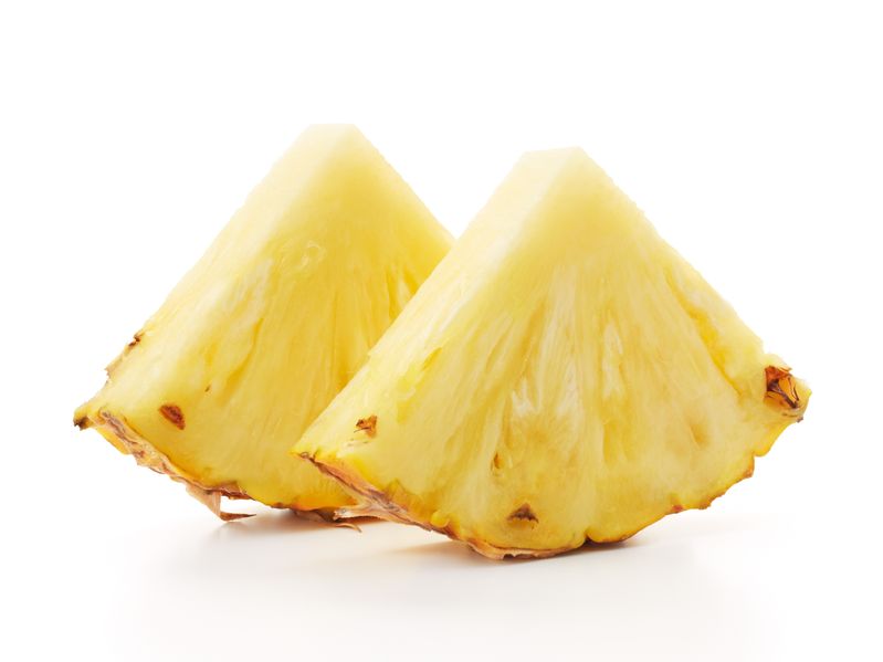 Two slices of pineapple