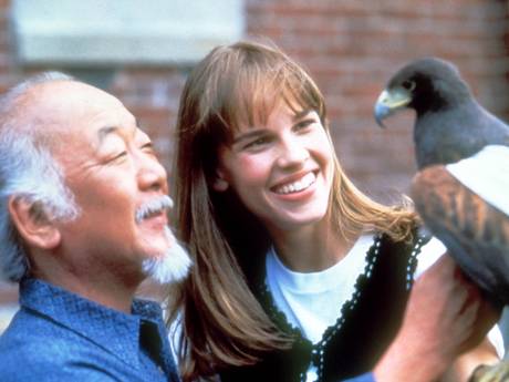 Hilary Swank and Pat Morita in The Next Karate Kid (Moviestore Collection/REX)