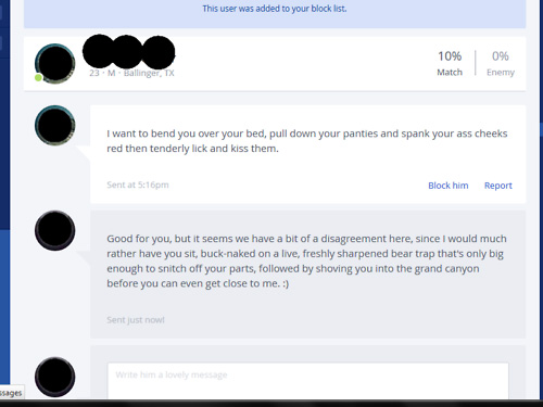 Horrifying and real OKCupid messages 4