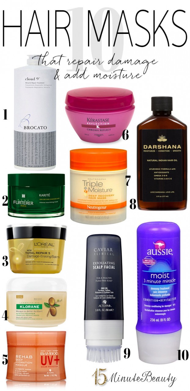 The 10 Best Hair Masks To Repair and Hydrate Your Hair via @15minbeauty