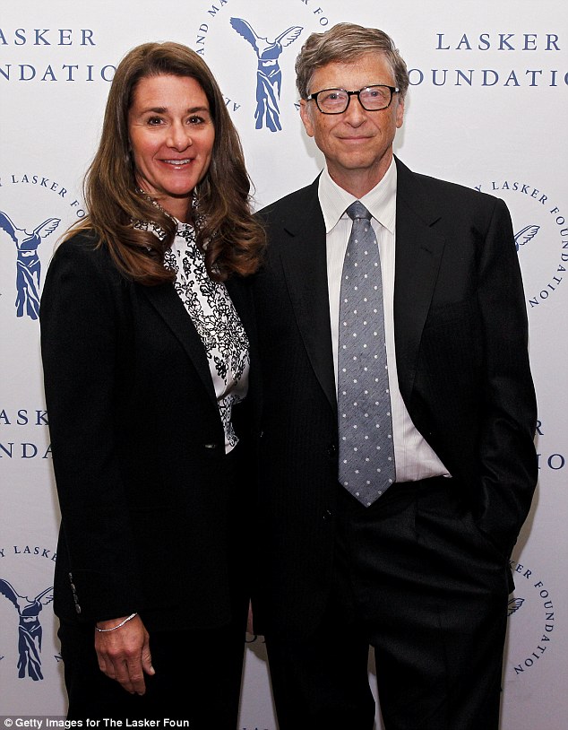 Microsoft founder Bill Gates (right) and his wife Melinda (left) took the number one spot on the list for donating $1.5billion to their own foundation