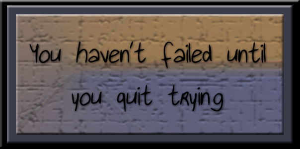 you haven't failed until you quit trying
