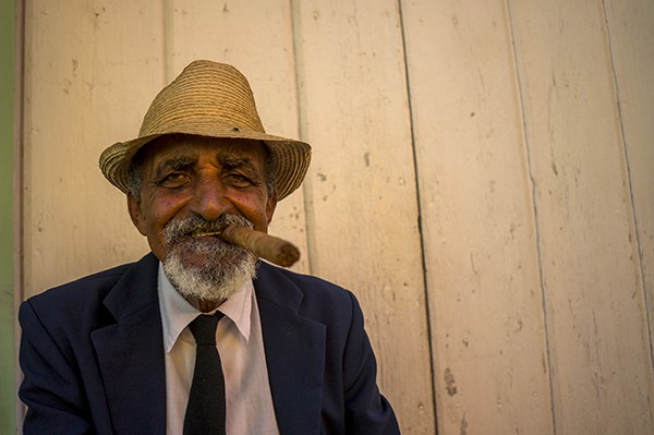 Man smoking a cigar in Cuba