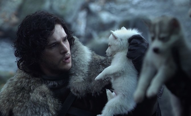Jon Snow and His Direwolf Ghost