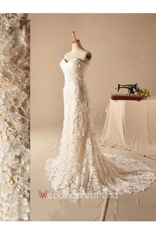 Ideal Mermaid/Trumpet Court Train Sweetheart Lace Wedding Dress