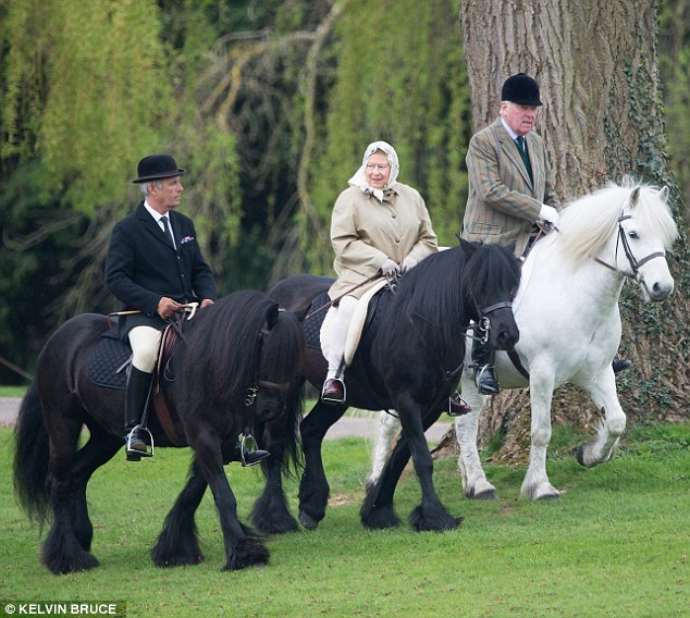 Outing: The Queen has spent a second day enjoying the spring sunshine in Windsor Great Park this week