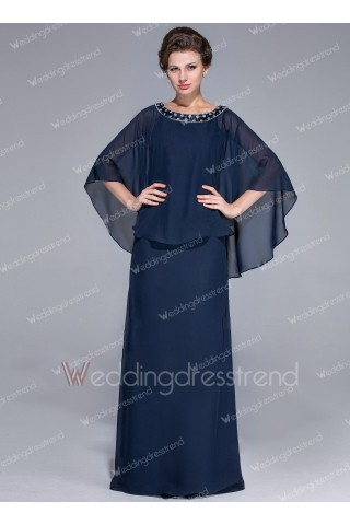 Fairy Sheath/Column Scoop Neck Floor-Length Chiffon Mother of the Bride Dress With Crystal