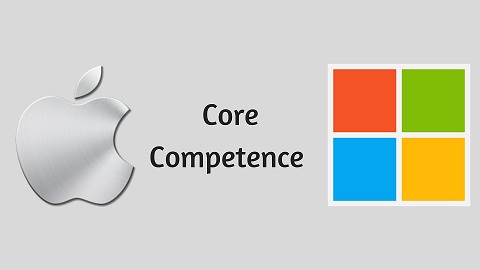 What is the Core Competence between Microsoft and Apple?