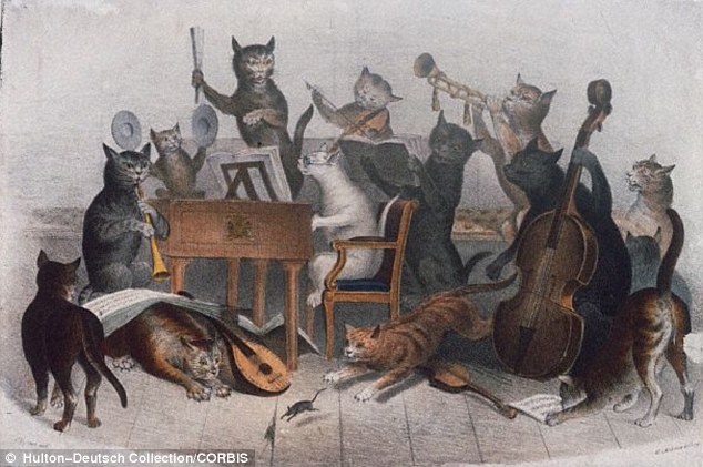 The idea of music for cats occurs regularly in art like in this 19th century painting titled Cats Orchestra and in nursery rhymes like The Cat and the Fiddle, but in reality cat 'singing' sounds awful to our human ears