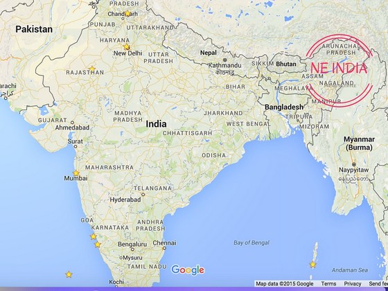 Where is NE India on the map
