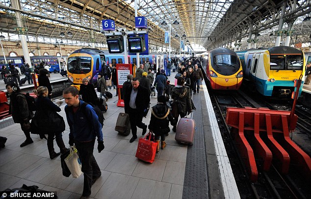 The incident took place on Saturday as horrified passengers waited at Manchester Piccadilly (pictured, file picture) for the 10.55am train to Liverpool 