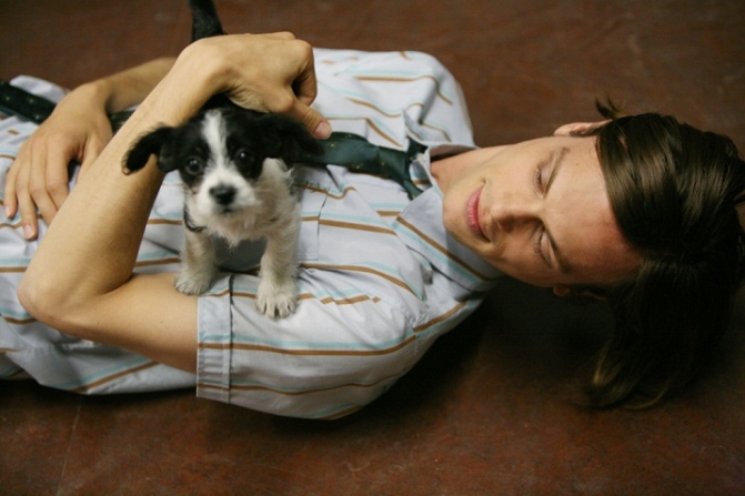 matthew gray gubler dog cuddle