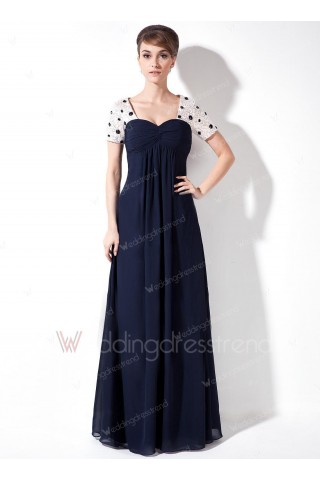 Modest Empire Sweetheart Floor-Length Chiffon Mother of the Bride Dress With Beading Sequins