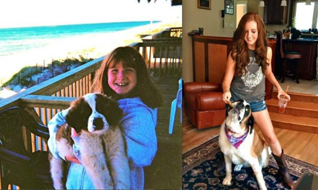 girl with st bernard