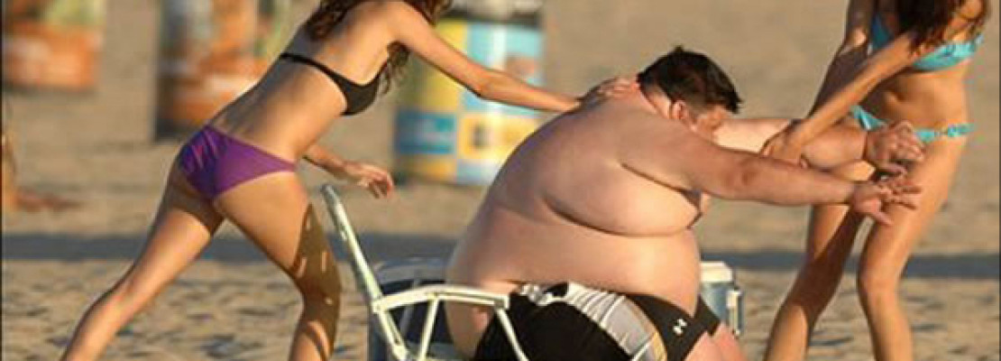 fat guy with chicks