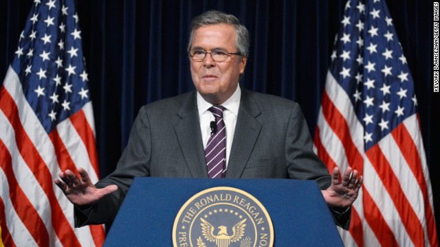 Former Florida Gov. Jeb Bush has said his decision to run for the Republican nomination will be based on two things -- his family and whether he can lift America's spirit. His father and brother formerly served as President.
