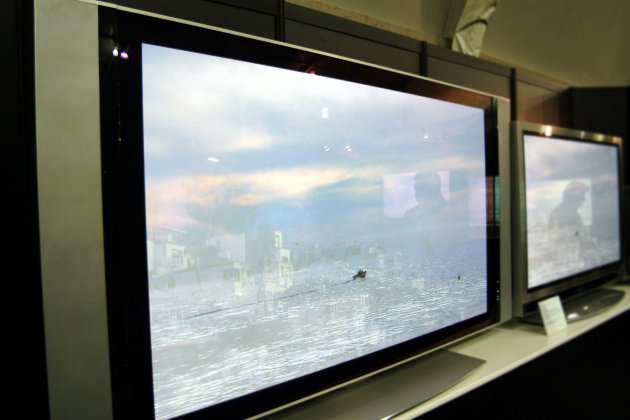 LG Electronics 60 inch HDTV sits on display at the press ope
