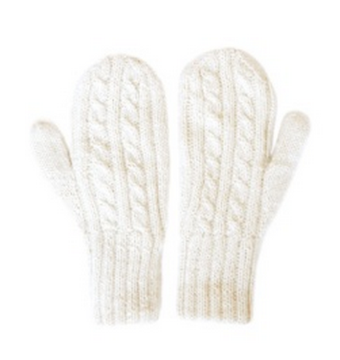 White Alpaca Mittens from The Little Market, $40
