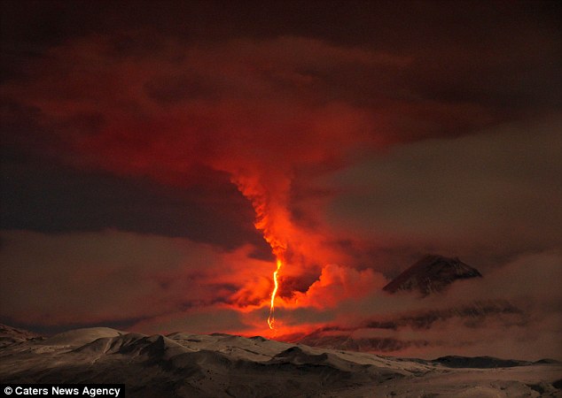 Spewing lava and fire, this scene looks for all the world like the hellish vision of Mordor from the Lord of the Rings. But it's actually a volcanic eruption