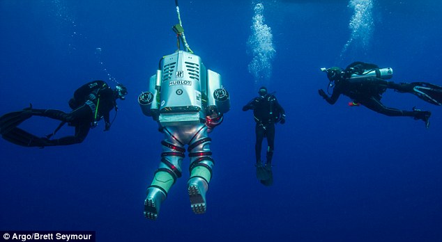 The equipment is being used to explore the Antikythera shipwreck and has allowed them to dive to more than double the depths of previous expeditions (pictured)