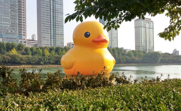 A Giant Rubber Duck Meditating on the Pond... Seoul, Korea