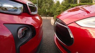 2014 BMW i3 and 2014 Tesla Model S [photo: Tom Moloughney]