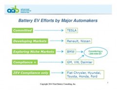 Battery Electric Vehicle Efforts by Major Automakers (Anderman, Advanced Auto Batteries, Oct 2014)