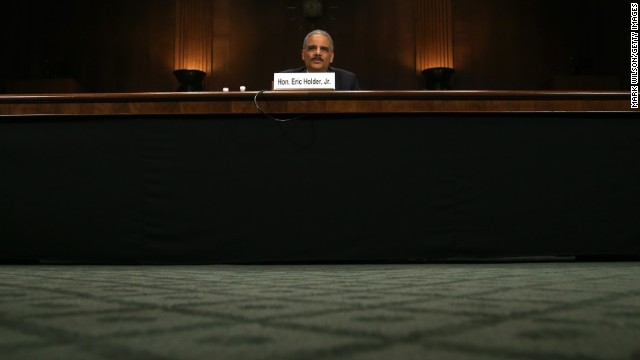 Holder testifies during a Senate Judiciary Committee hearing in January on oversight of the Justice Department and reform of government surveillance programs.